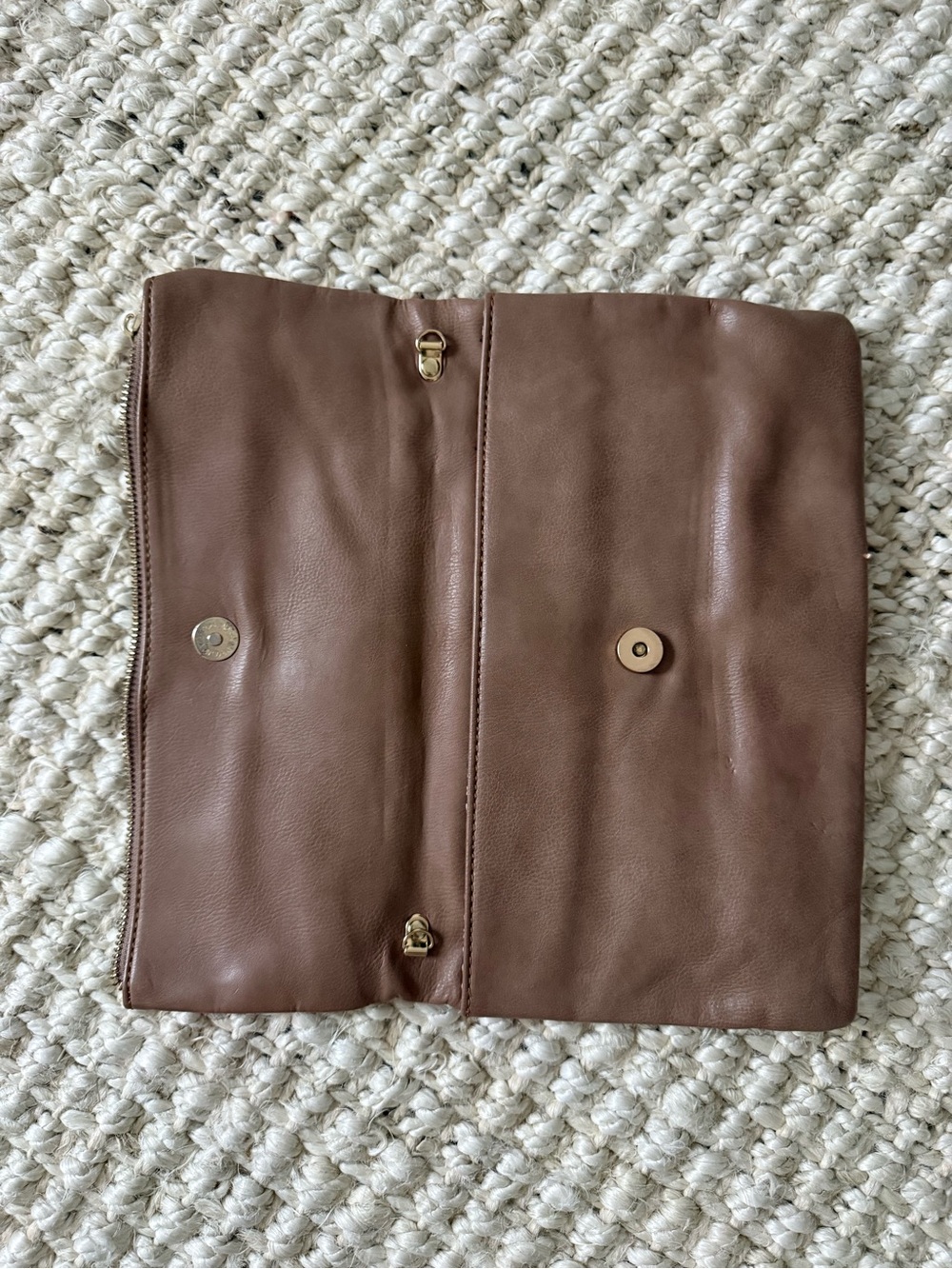 Brown Leather Fold-Over Clutch